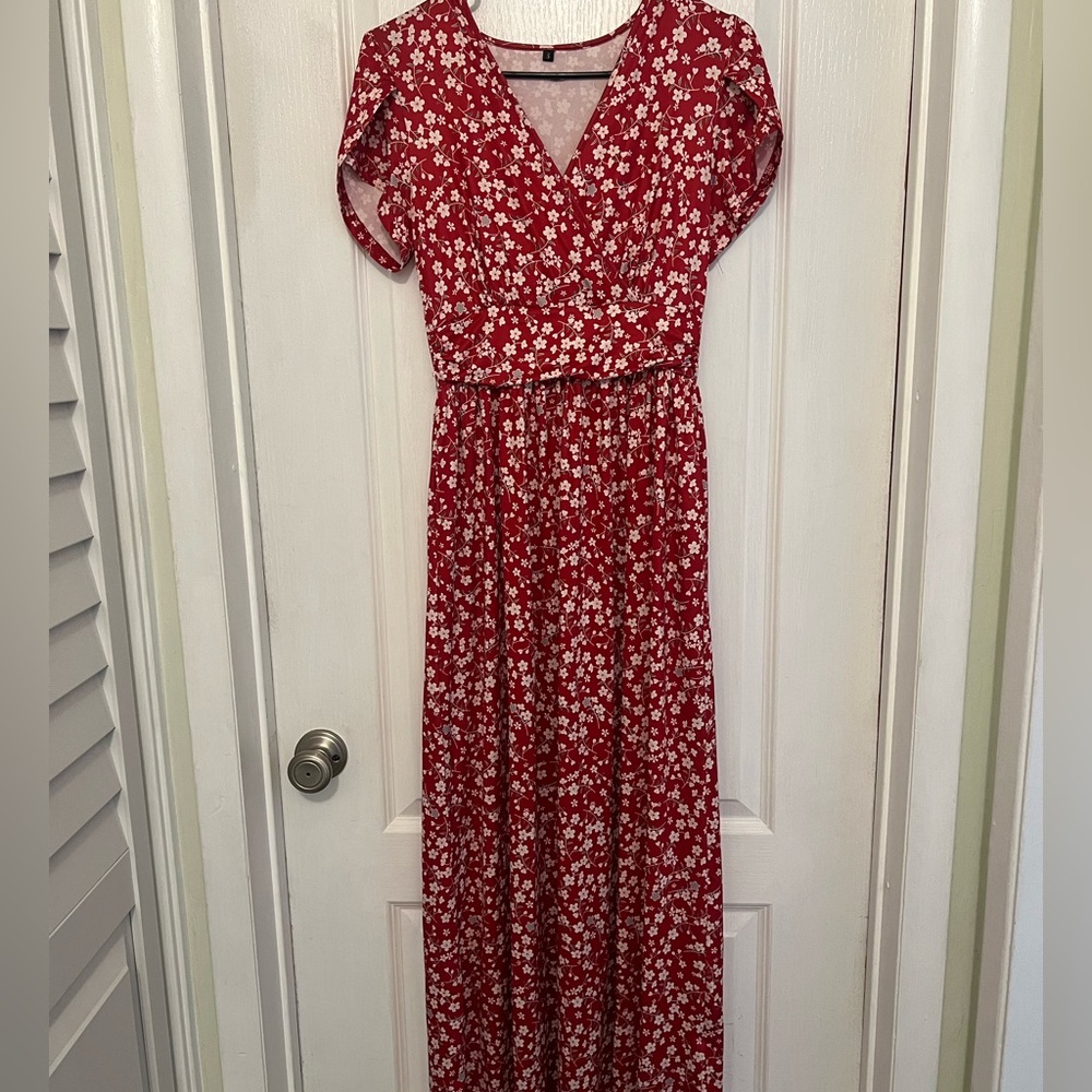 Maternity Maxi Dress Wrap V Neck Baby Shower Pregnancy Dress